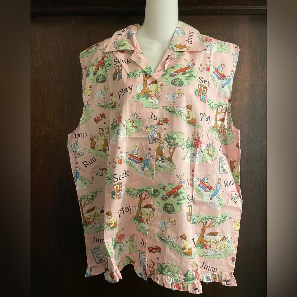 Frankie & Johnny Brand Women's XL Pink Vintage Children's Print Pajama Set